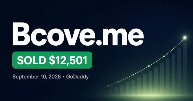 Bcove.me Sells for $12,501 at GoDaddy — Sept 10, 2026