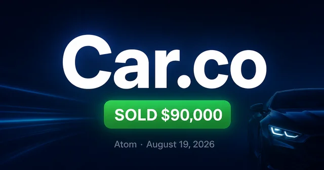 Car Co at $90,000: Atom NameBio Top Sale