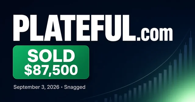 Plateful.com $87,500 — Food Brandable .com Mid-Band Comps (Sep 2026)