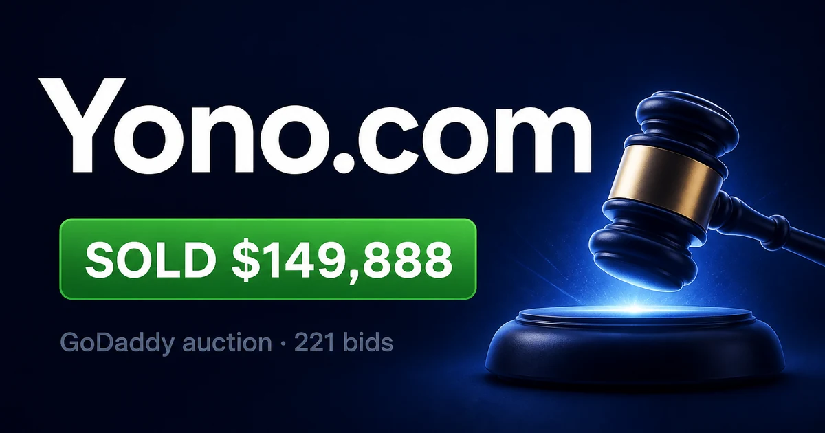 Yono Com at $149,888: 221-Bid GoDaddy Heat