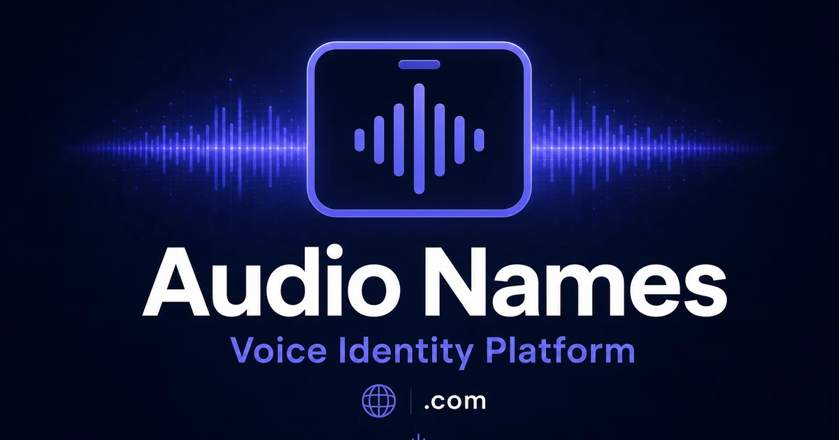 AudioNames.com premium brand identity — also known as AudioNames, Audio Names, AudioNames.com