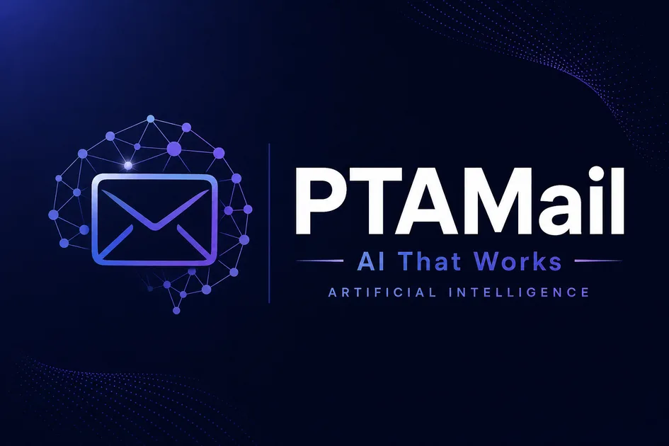 PTAMail.com premium brand identity — also known as PTAMail, P T A Mail, PTAMail.com